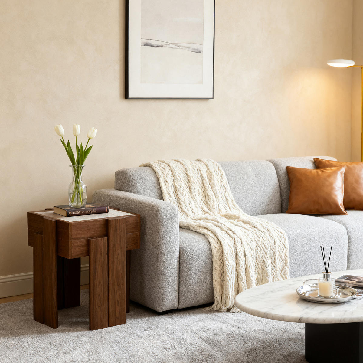 BEISTELLTISCH Modern & zerlegbar, Braun, MDF | B45 x T45 x H50 cm - Braun, Holz (40/50/40cm) - Hometopia