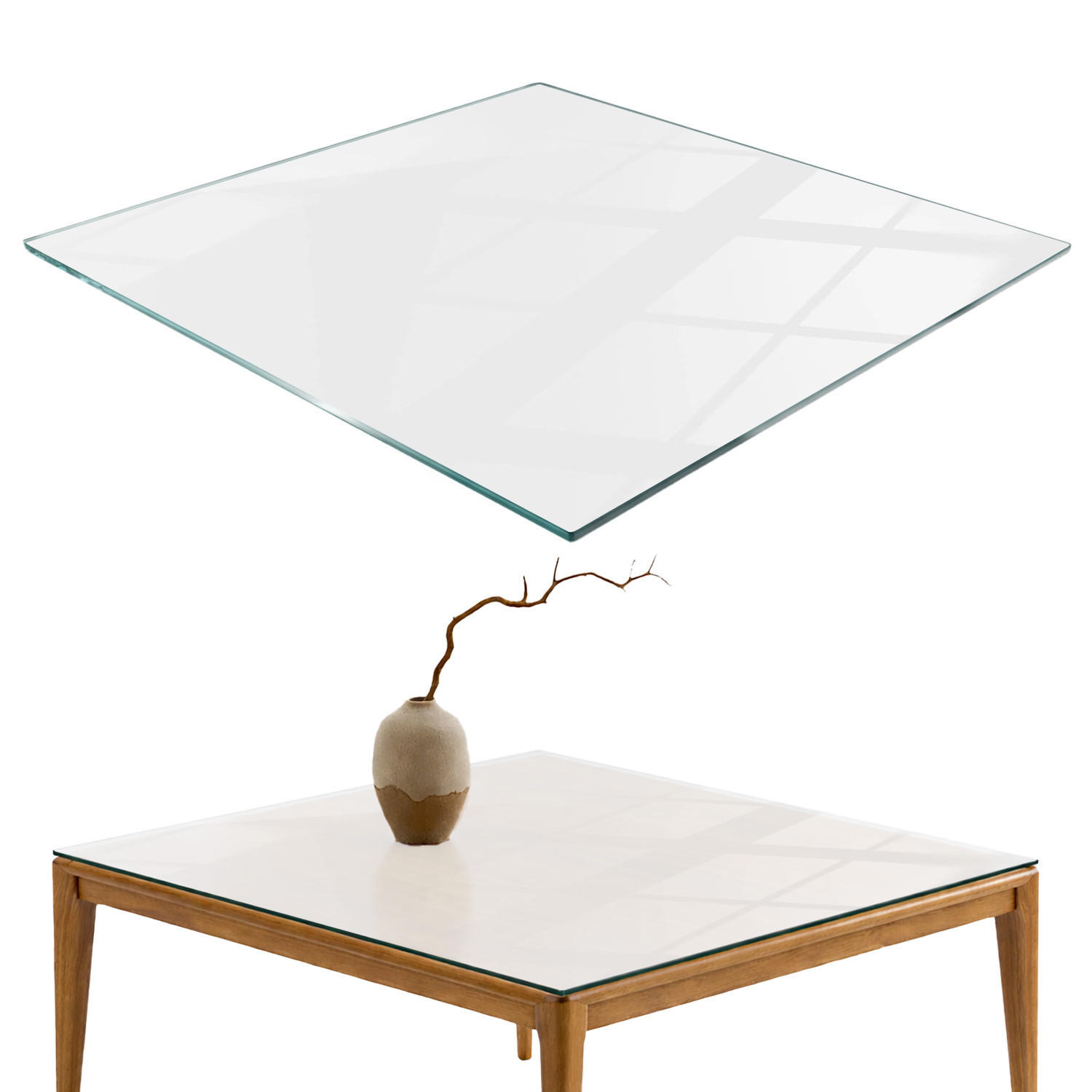 TISCHPLATTE 60x60 cm Farbe Weiß, glatt - Weiß, Glas (60/60/0.4cm) - TULUP