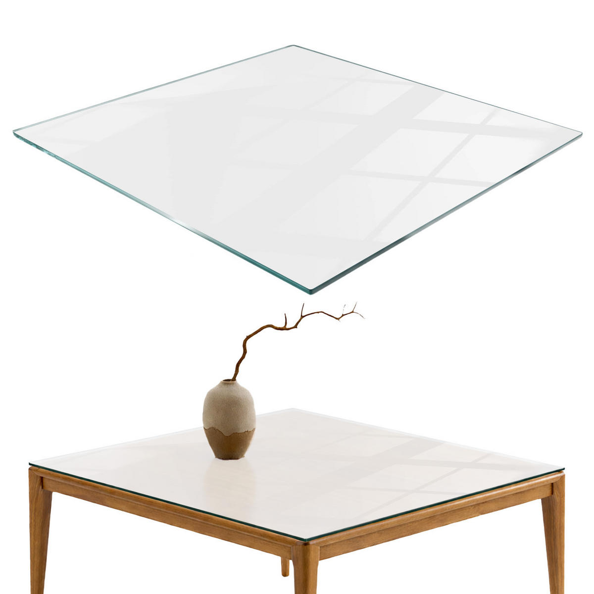 TISCHPLATTE 60x60 cm Farbe Weiß, glatt - Weiß, Glas (60/60/0.4cm) - TULUP