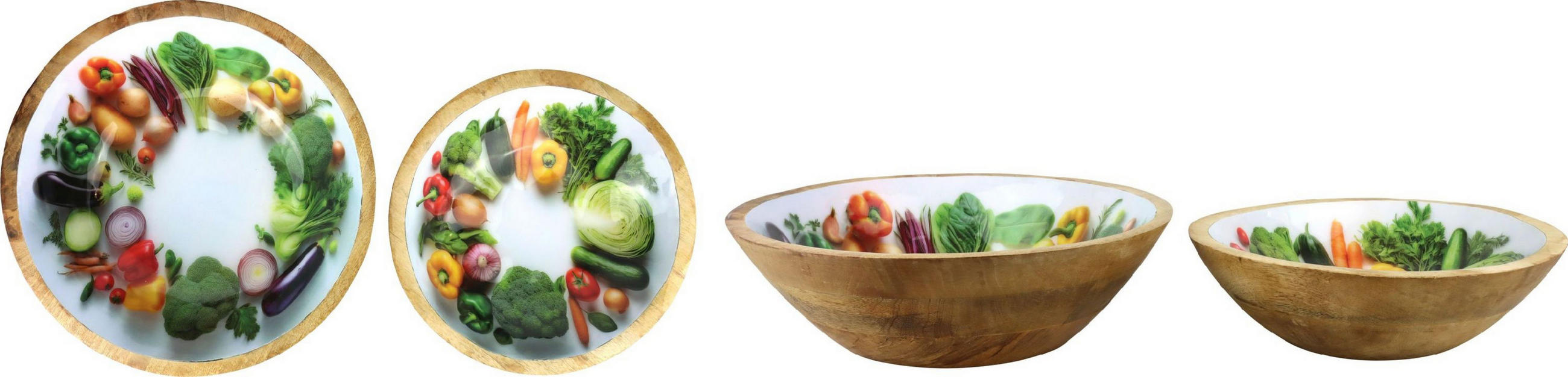 SCHALE Vegetable Mangoholz 2-tlg. - Naturfarben, Holz (30cm) - FURNARO