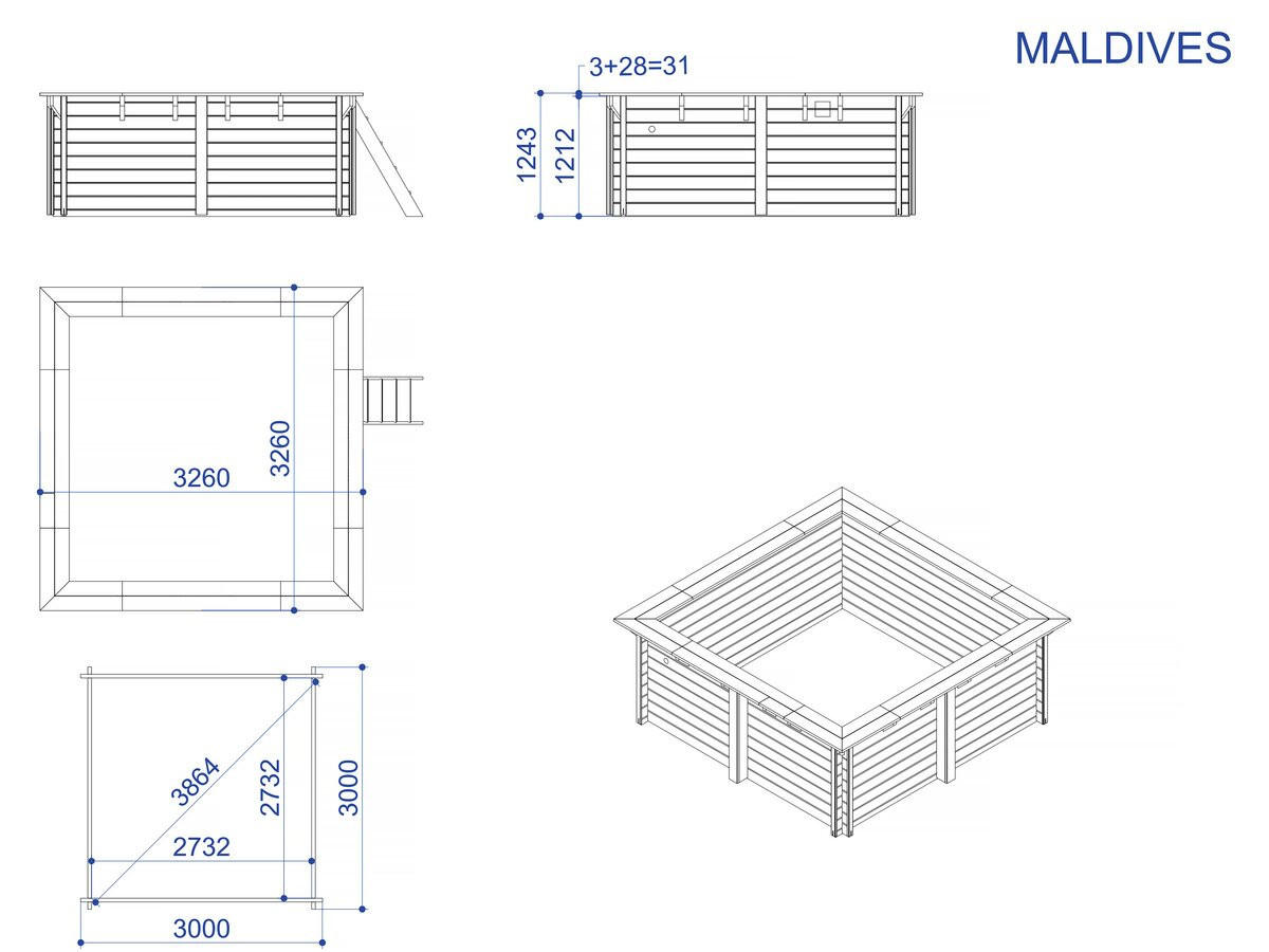 POOL AUS HOLZ maldives - Braun, Holz (3.2/3.2cm) - Habitat Garten