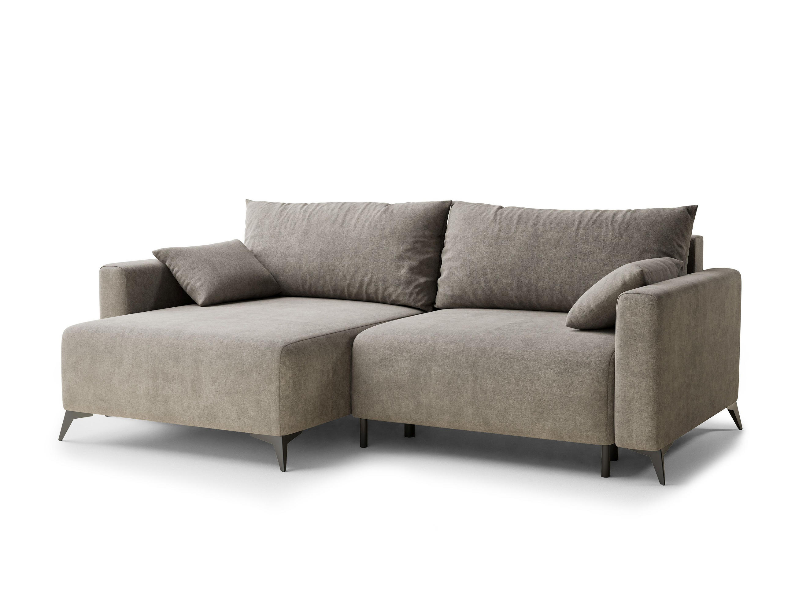 ECKSOFA MIT SCHLAFFUNKTION Leon Braun Webstoff - Schwarz/Braun, Holz/Holzwerkstoff (148/239cm) - Maison de Reve