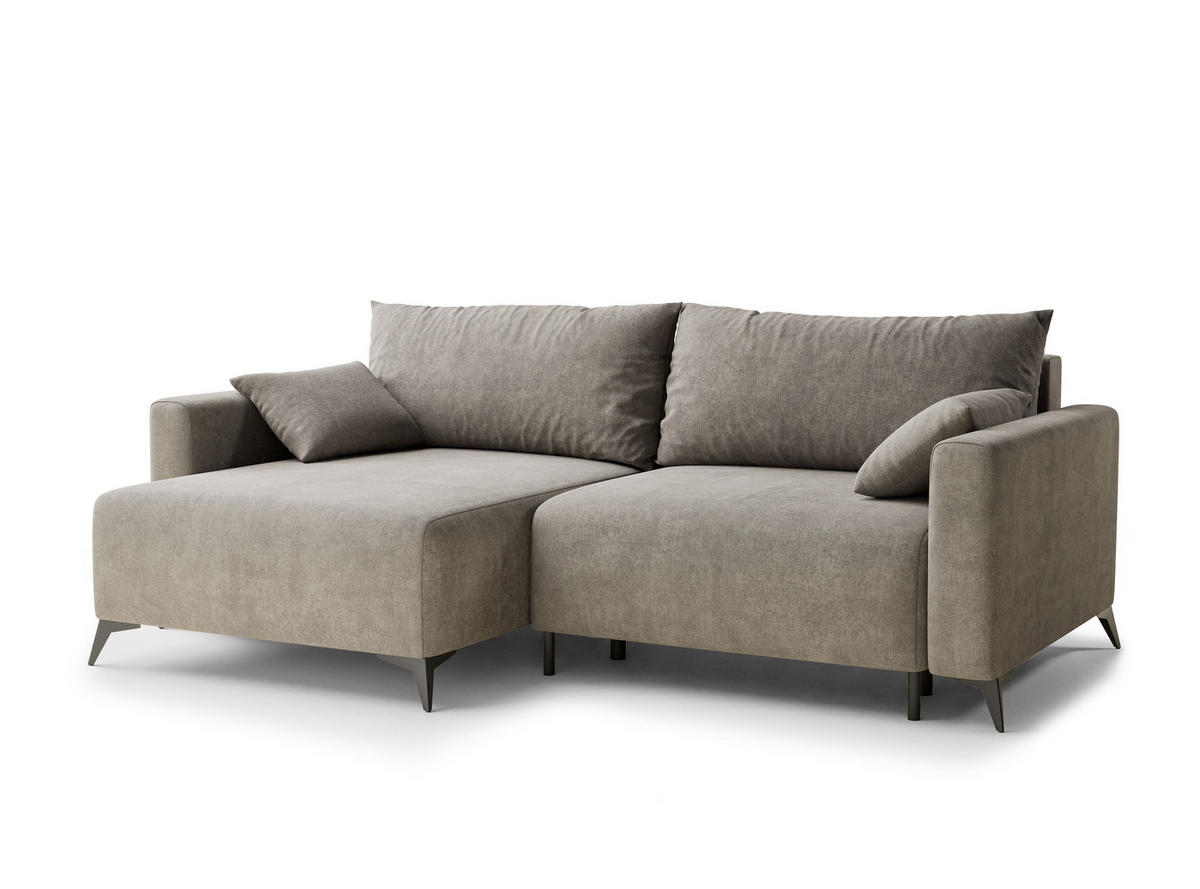 ECKSOFA MIT SCHLAFFUNKTION Leon Braun Webstoff - Schwarz/Braun, Holz/Holzwerkstoff (148/239cm) - Maison de Reve