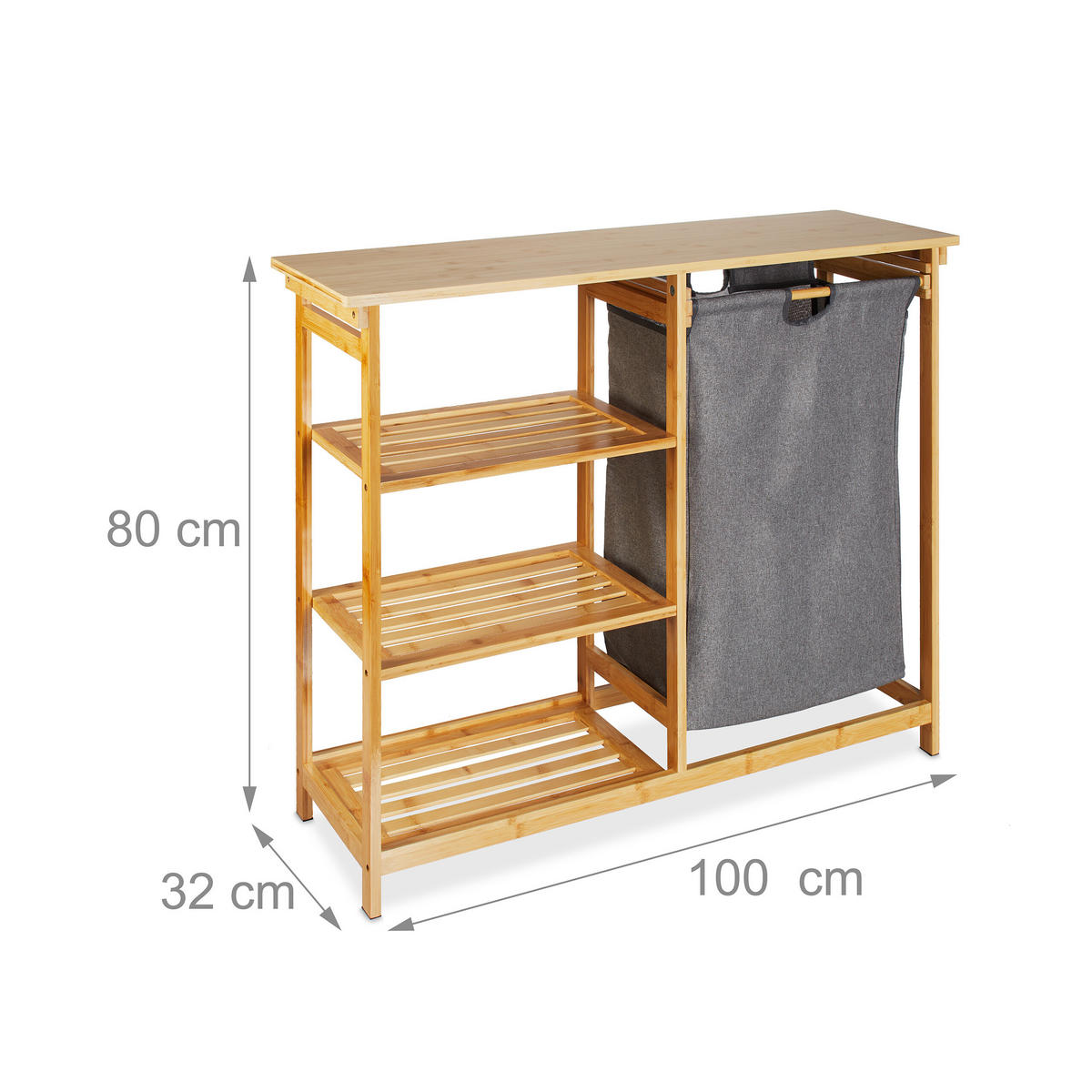 POLICE na koš na prádlo - světle hnědá, dřevo/textil (100/80/32cm) - Relaxdays