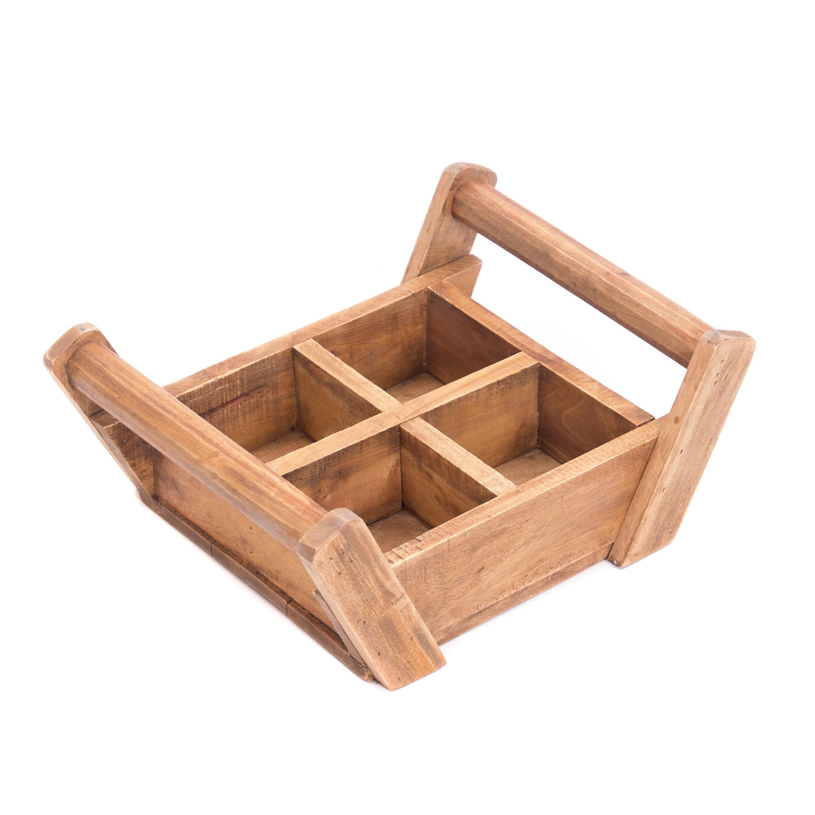 HOLZKISTE Brick II Mahagoni Holz, 4 Fächer, mit Griffen naturfarben - Naturfarben, Holz (8cm) - DESIGN DELIGHTS