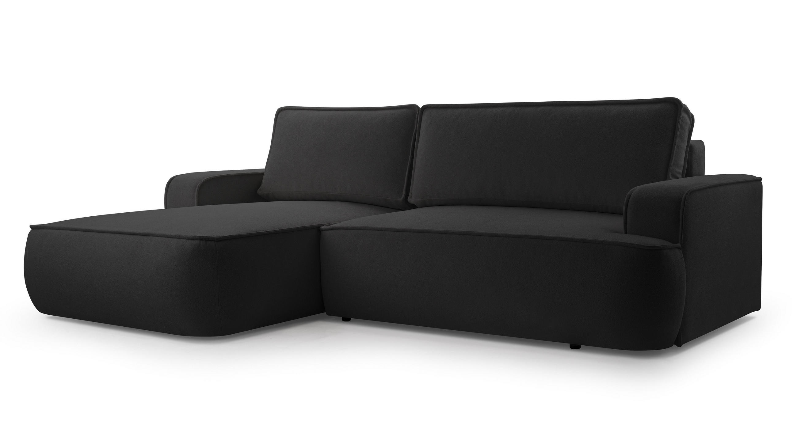 ECKSOFA L Form Ablia Schwarzes 267/168/87 cm mit Schlaffunktion L - Schwarz, Kunststoff/Textil (168/267cm) - AX Living