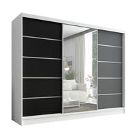 SCHWEBETÜRENSCHRANK 200 cm AURELIA 1 Farbe: Weiß, Schwarz, Graphit - Schwarz/Graphitfarben, Holzwerkstoff (200/215/60cm) - A&J MöbelLand