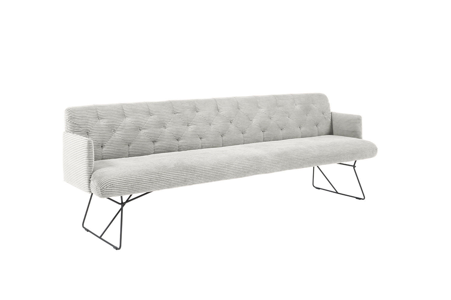 ESSZIMMERBANK CHARME Hellgrau Cord - Hellgrau, Textil (186/85/69cm) - KAWOLA