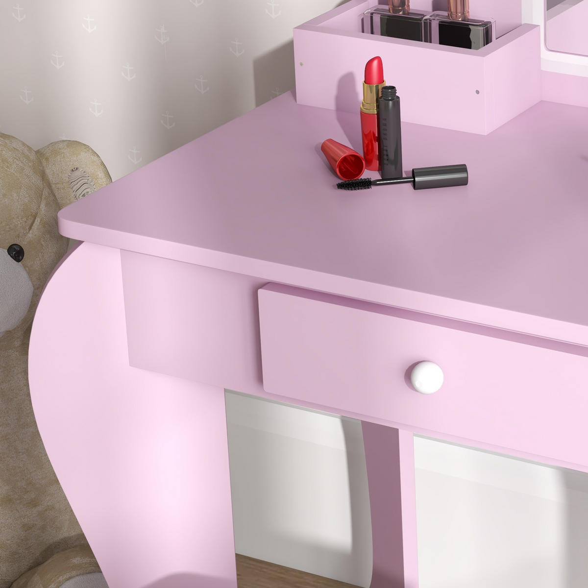 KINDERSCHMINKTISCH DE-18634 Rosa - Pink, Holzwerkstoff (36/86/55cm) - ComfortXL