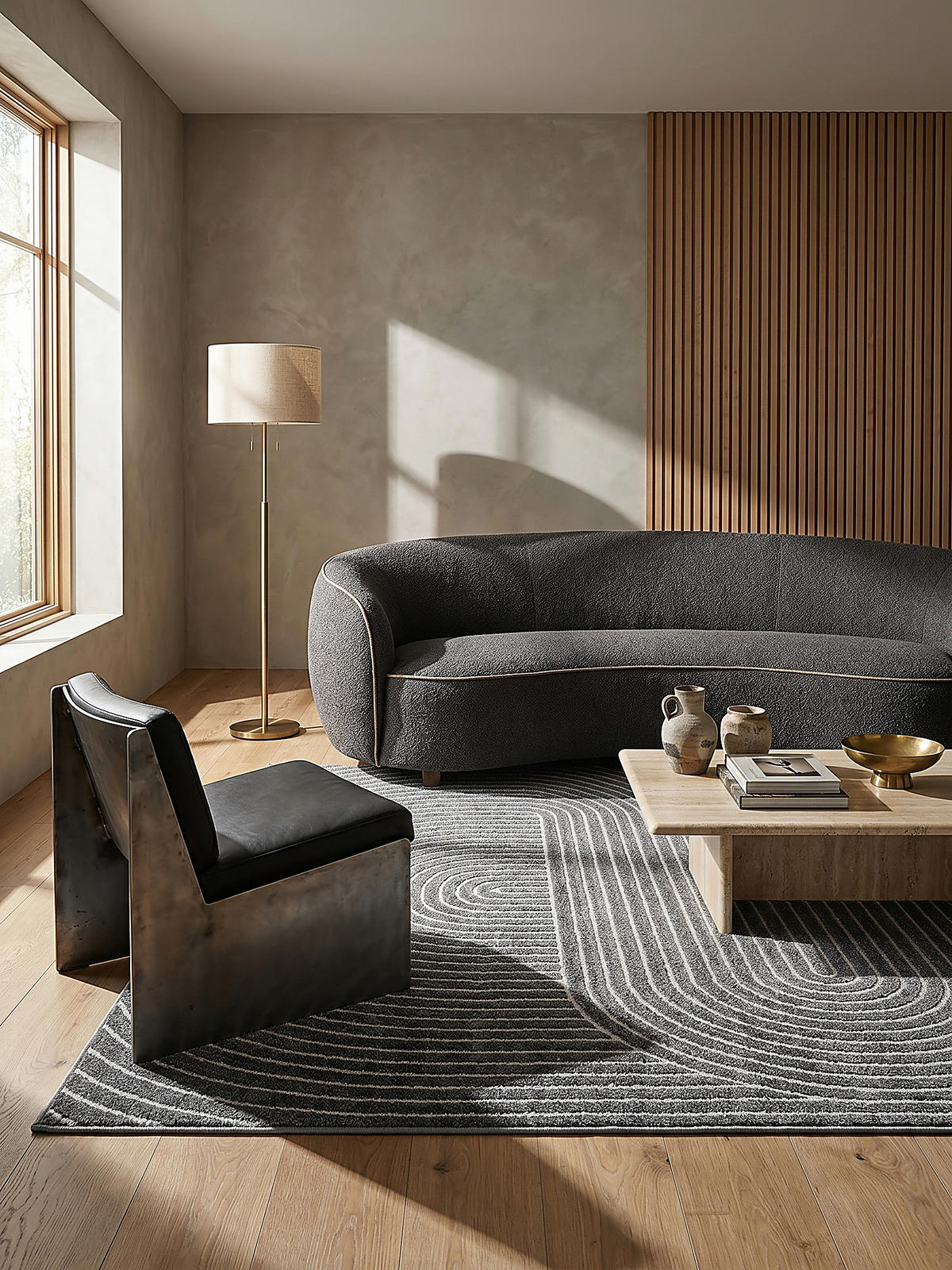 TEPPICH Outdoor Geometrisch MEZEN Polypropylen Anthrazit 80 x 150 cm - Anthrazit, Textil (80/150cm) - KADIMA DESIGN
