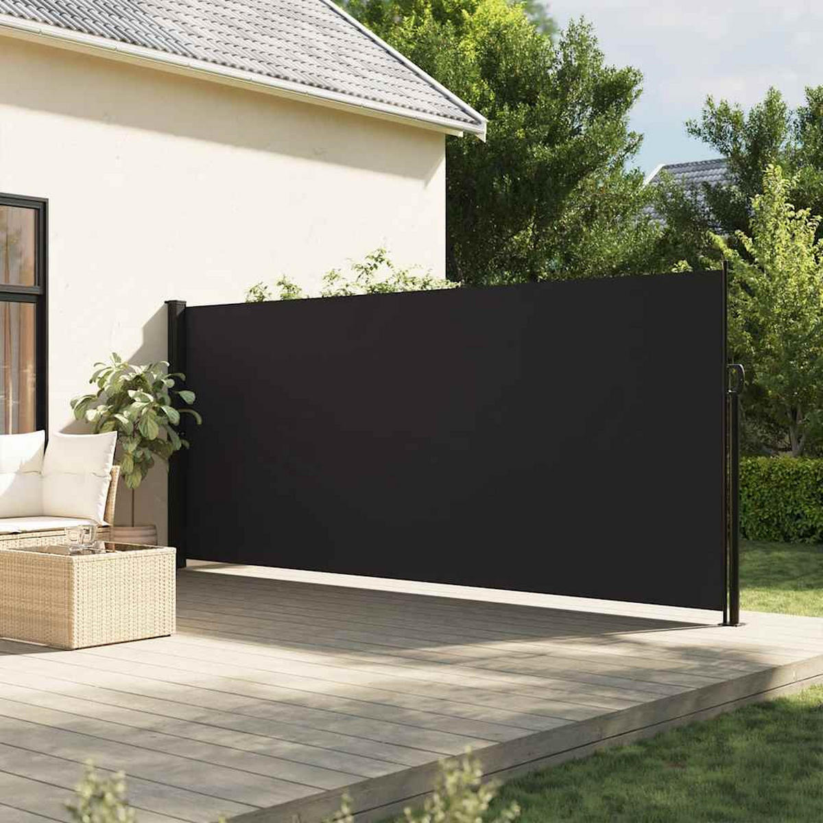 SEITENMARKISE Ausziehbar Schwarz 160x300 cm - Schwarz, Textil (300/160/300cm) - furnicato