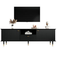 LOWBOARD in Weiß TV-Schrank mit offenen Fächern , Schubladen und Soft-Close-Scharniere, B170/T36/H54cm - Schwarz, Holzwerkstoff/Metall (170/54/36cm) - STILVORA