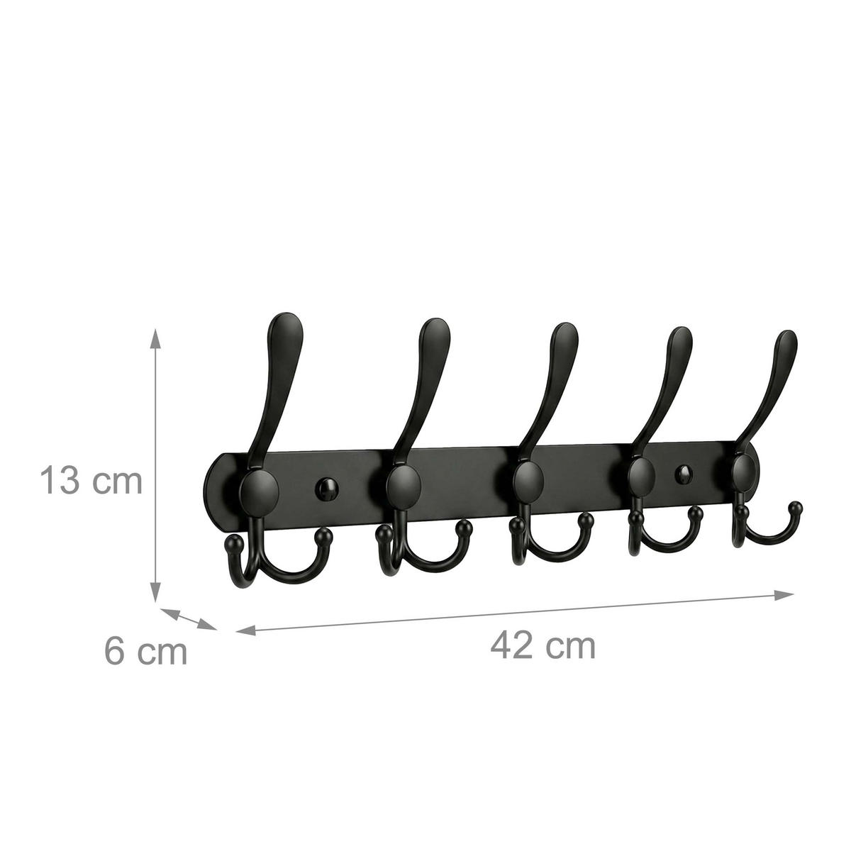 GARDEROBENLEISTE Schwarz 2er-Set Edelstahl 13x42x6 cm - Schwarz, Metall (42/13/6cm) - Relaxdays