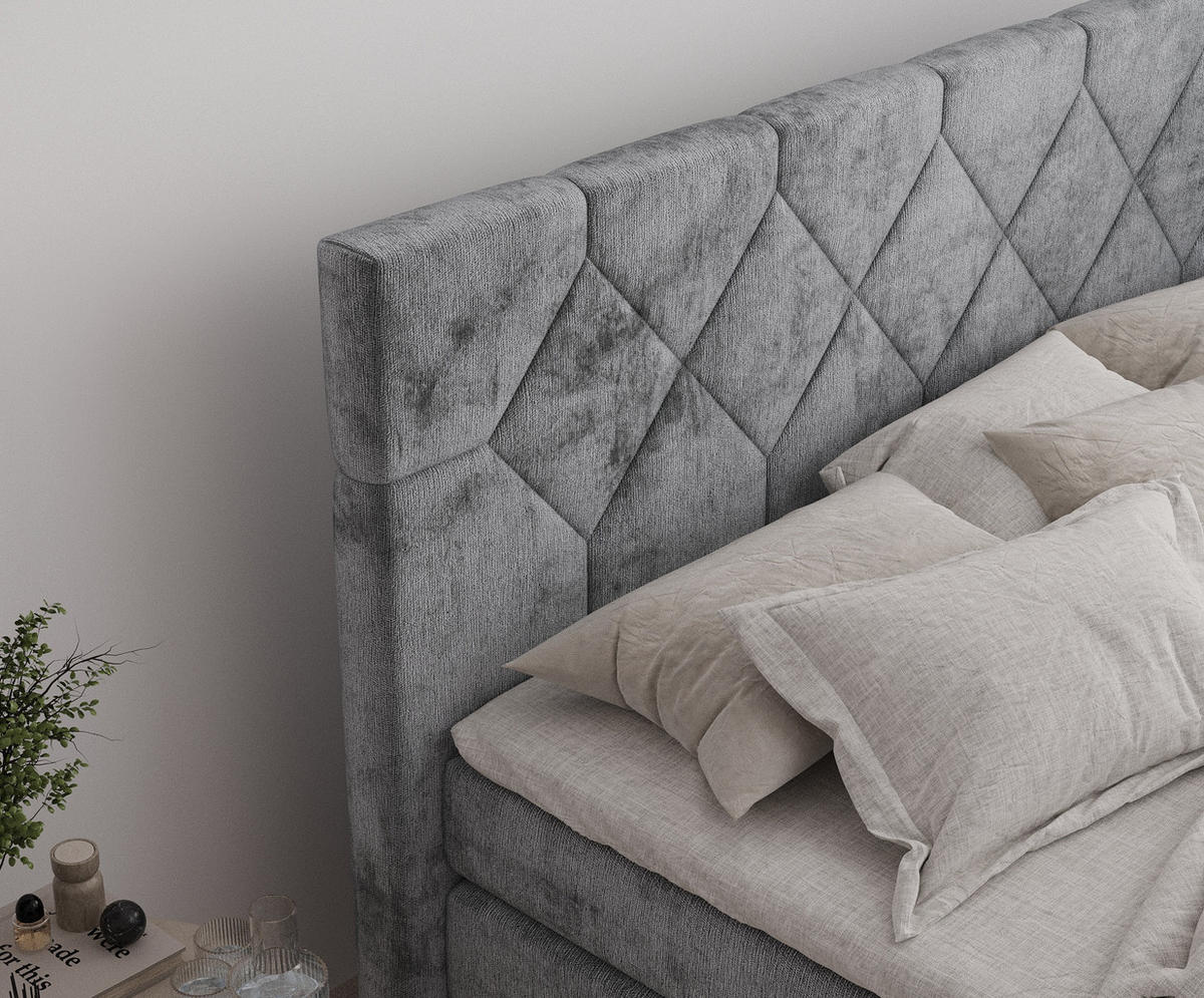 BOXSPRINGBETT Toma Grau 200/200 cm - Schwarz/Grau, Holz/Holzwerkstoff (200/200cm) - Maison de Reve