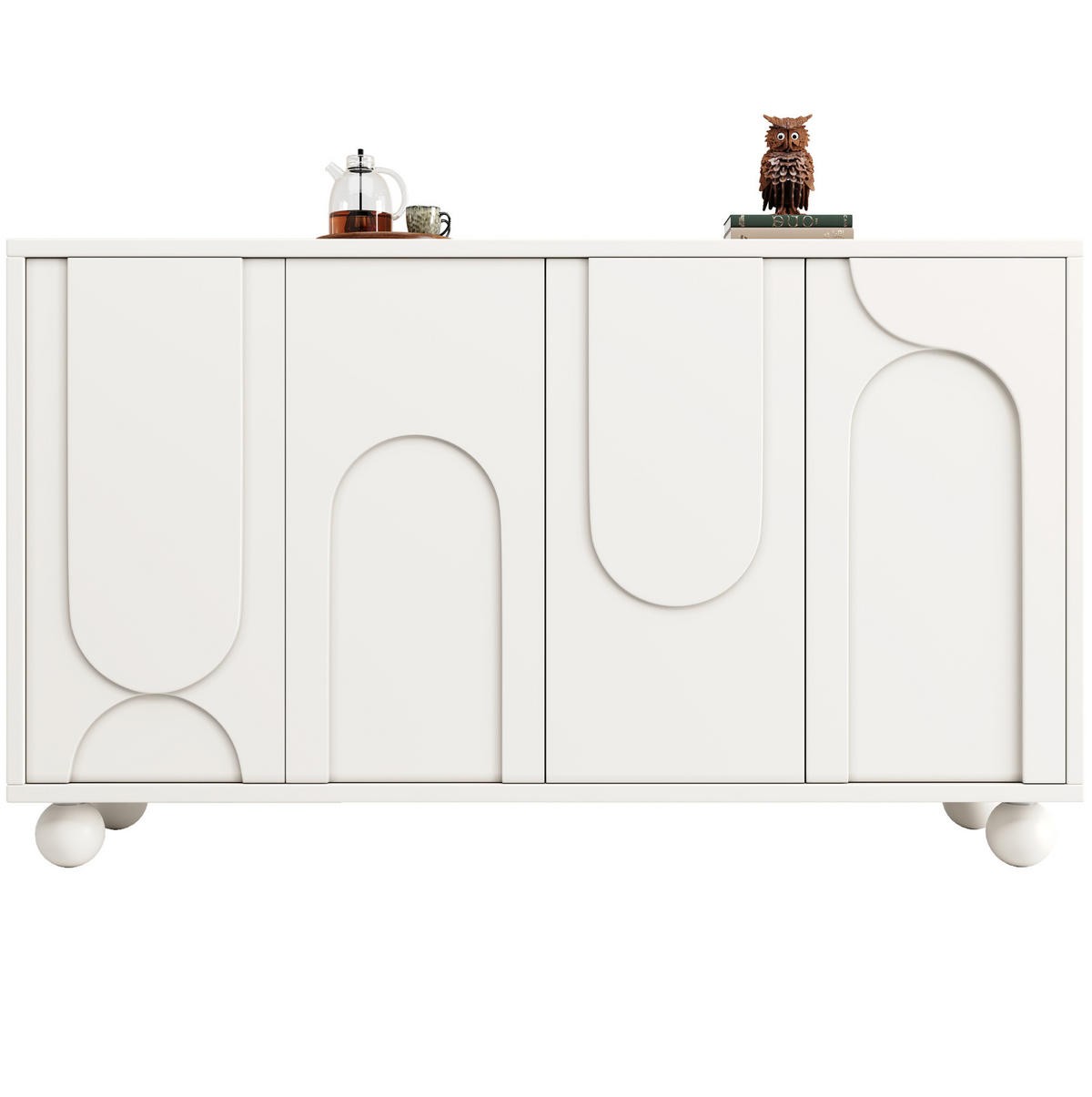 SIDEBOARD 120/35/71 cm mit verstellbarem Einlegeboden, Push-to-Close und Kippschutz, Weiß - Weiß, Holzwerkstoff (120/71/35cm) - Redom