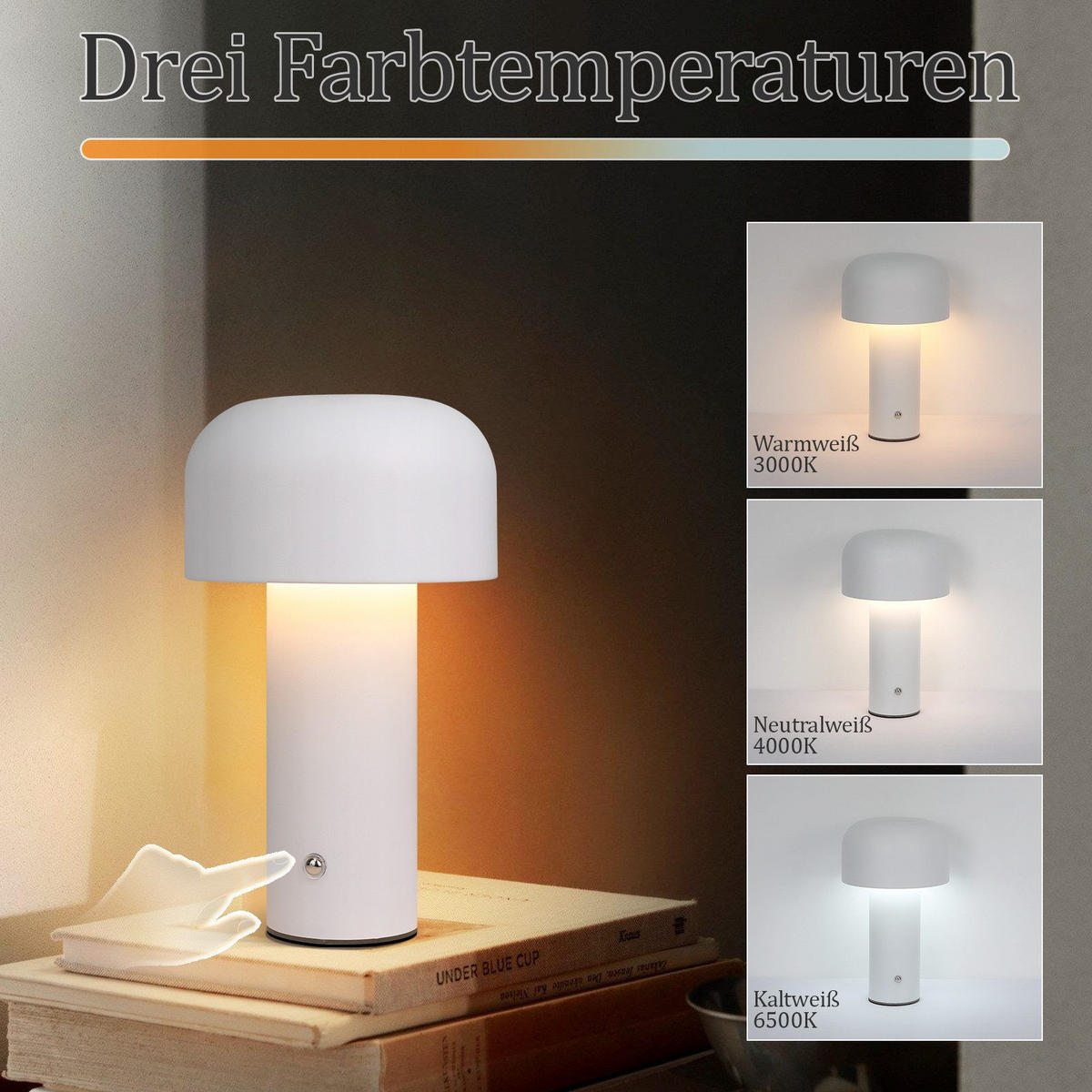 LED stolní lampa Abeli 21,6/12,6/6 cm - bílá, kov (21.6/12.6/6cm) - Nettlife