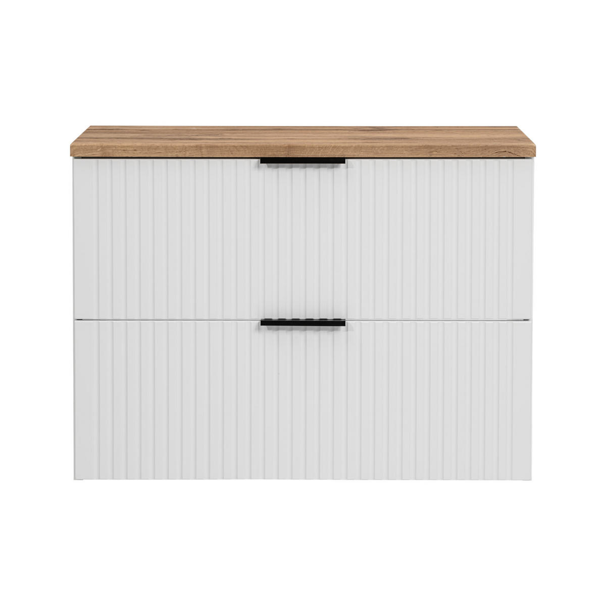 WASCHBECKENUNTERSCHRANK ADEN SET2 Arbeitsplatte Weiß - Schwarz/Weiß, Glas/Holzwerkstoff (80/60/46cm) - Komodee