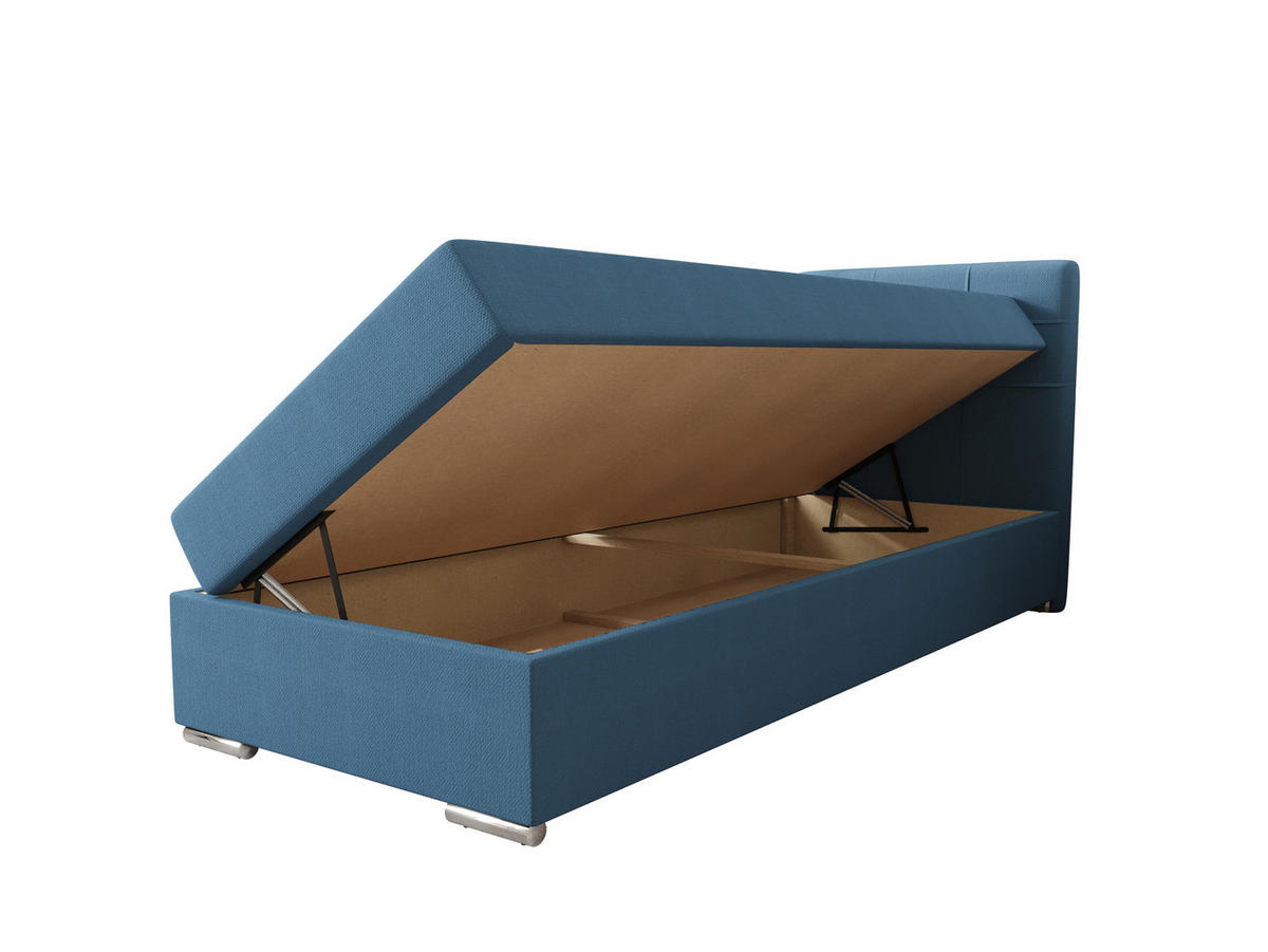 BOXBETT ZILANO 1 mit Matratze H3 und Topper 80x200 Cosmic 5 links - Blau, Holz/Textil (80/200cm) - Bedante