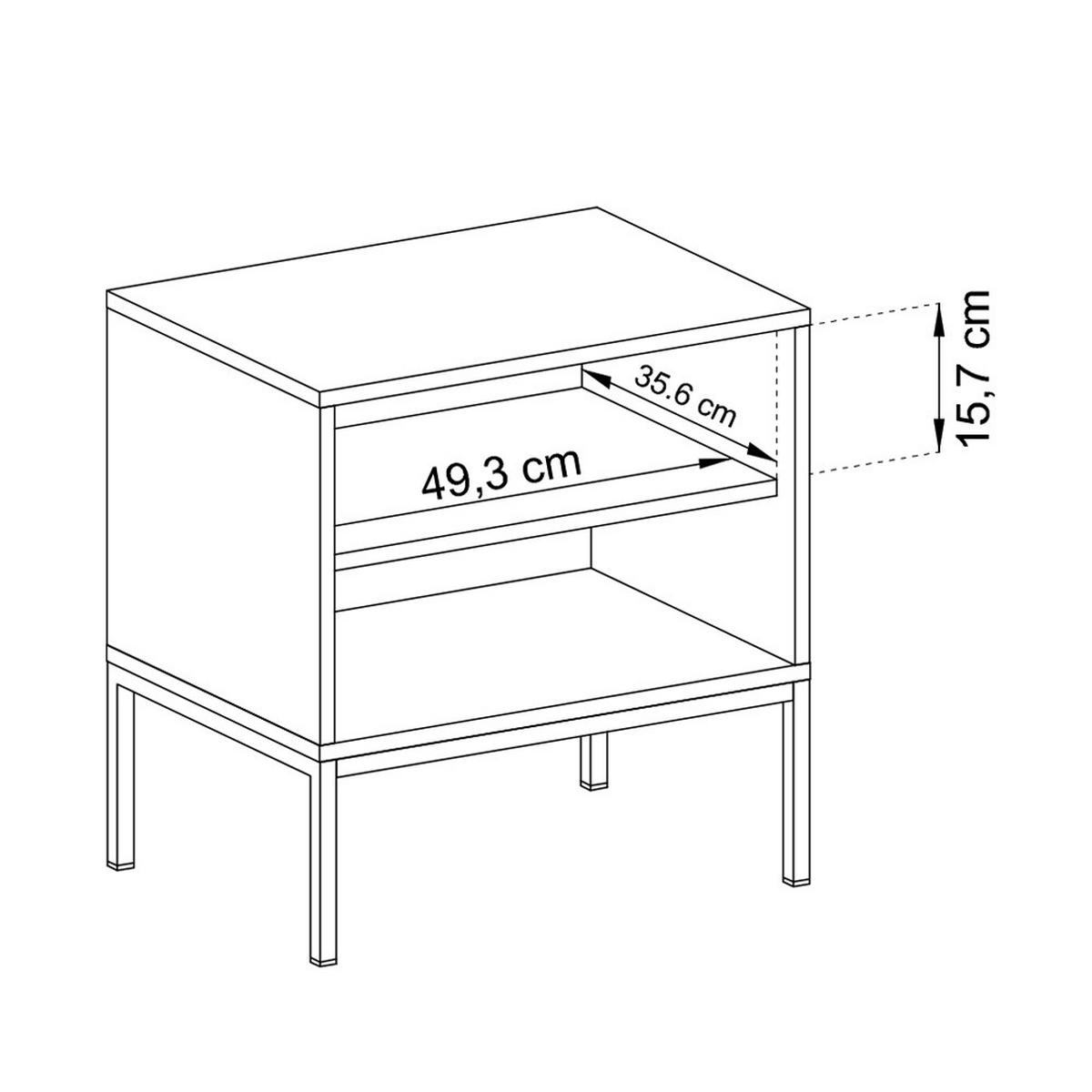 NACHTSCHRANK Monne Beige - Beige/Goldfarben, Holzwerkstoff/Metall (53.6/56.2/39cm) - Selsey