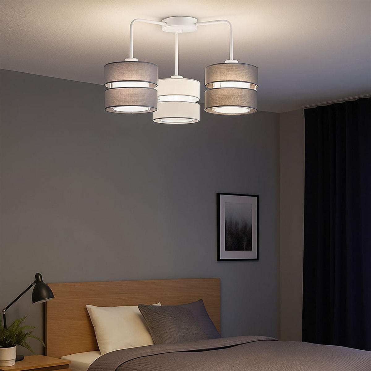 LED DECKENLEUCHTE Metall Textil Weiß - Weiß, Metall (56/56/35cm) - Wofi