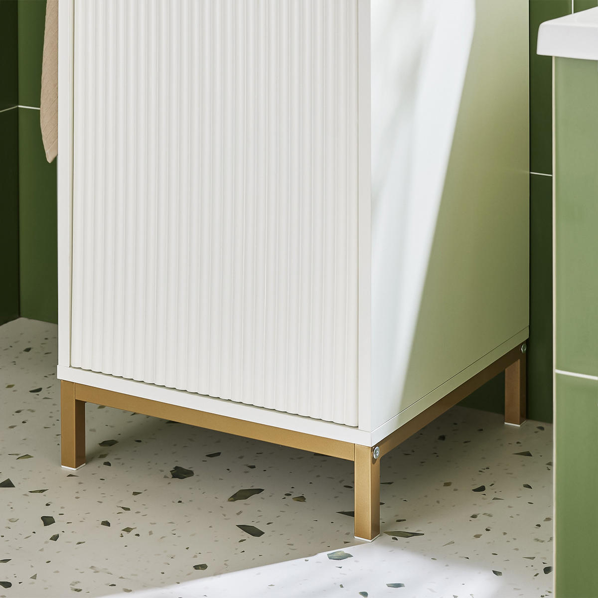 WÄSCHESCHRANK Weiß - Weiß, Holzwerkstoff/Metall (40/95/40cm) - SoBuy