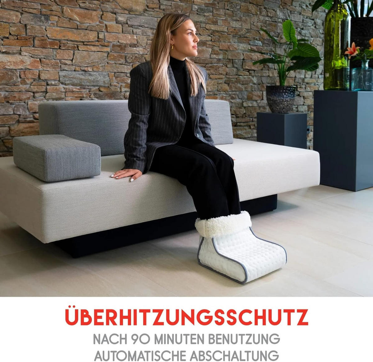 FUSSWÄRMER FW-001A Elektrisch Weiß 100W mit 3 Heizstufen, Fußheizung, Wärmekissen, Fußwärmer Elektrisch, Heizkissen, Winterwärmer, Wärmegerät - Weiß, Textil (30/25/30cm) - Alpina