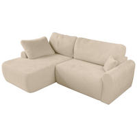ECKSCHLAFSOFA CUBO L Creme Plüsch - links - Creme/Schwarz, Kunststoff/Textil (273/187cm) - MKS
