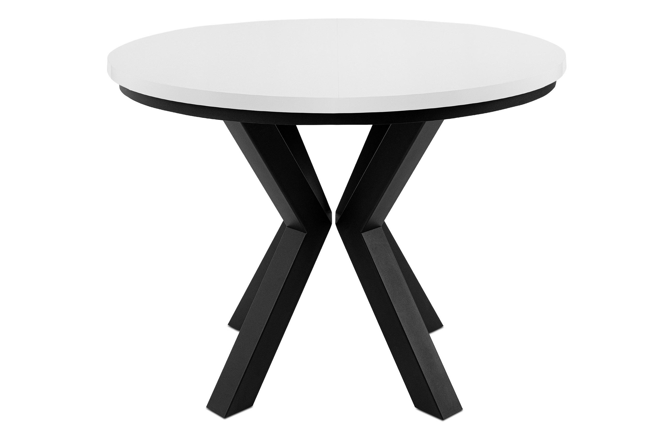 ESSTISCH ROSTEL Ausziehbar 100-220cm Rund, weiß - Schwarz/Weiß, Holz (100/220/75cm) - KONSIMO®
