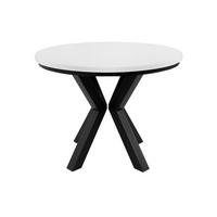 ESSTISCH ROSTEL Ausziehbar 100-140cm Rund, weiß - Schwarz/Weiß, Holz (100/140/75cm) - KONSIMO®
