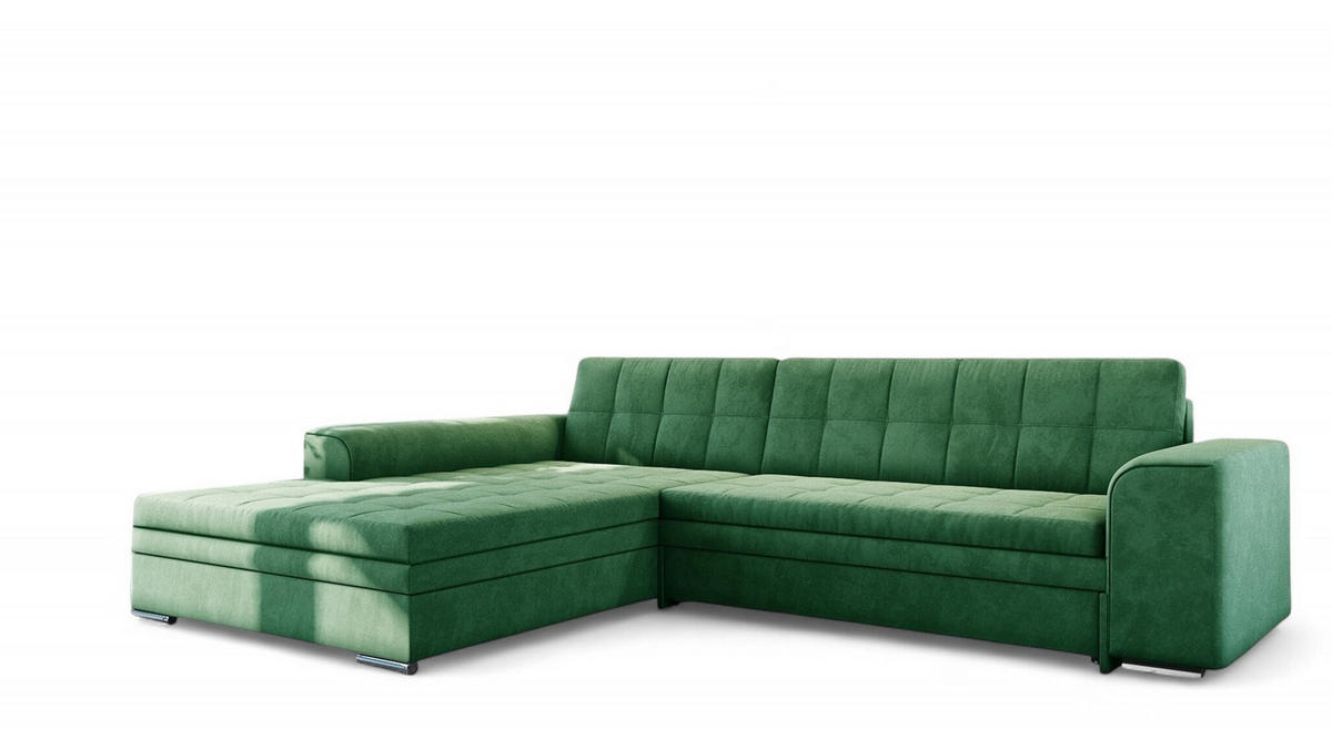 ECKSOFA Lusaka Mit Schlaffunktion - Grün, Holzwerkstoff/Textil (292/198cm) - Fun Möbel