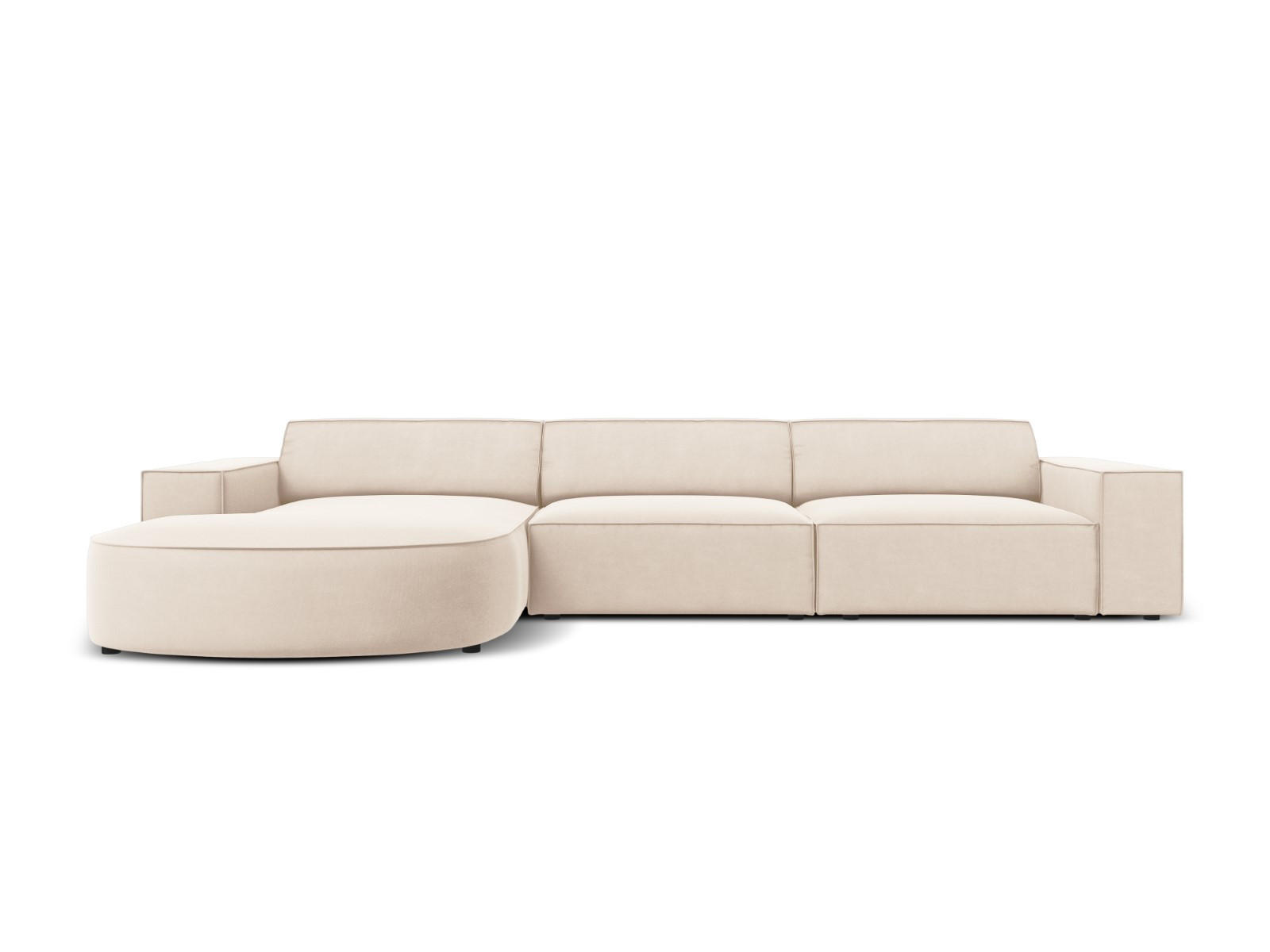 ECKSOFA links Jodie aus Samt leichtes beige 4 Sitzplätze - Beige, Textil (166/284cm) - Micadoni