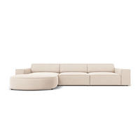 ECKSOFA links Jodie aus Samt leichtes beige 4 Sitzplätze - Beige, Textil (166/284cm) - Micadoni