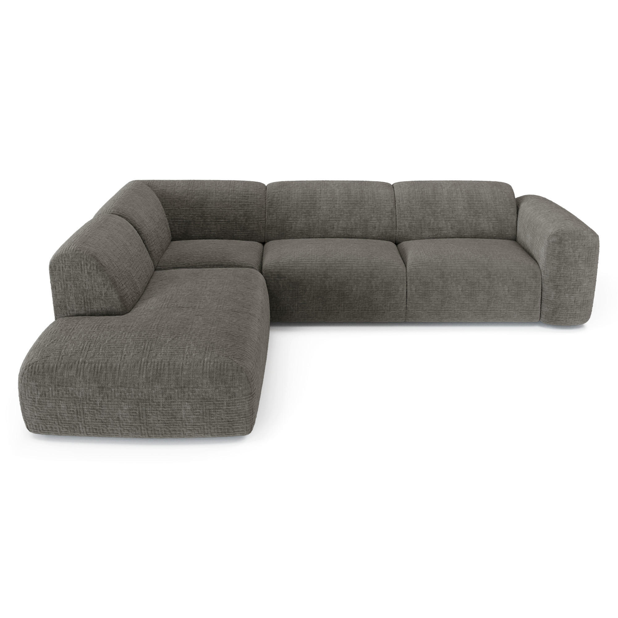 ECKSOFA LINKS Gemusterter Samt Grau 269cm - Grau, Textil (221/269cm) - Sia Home