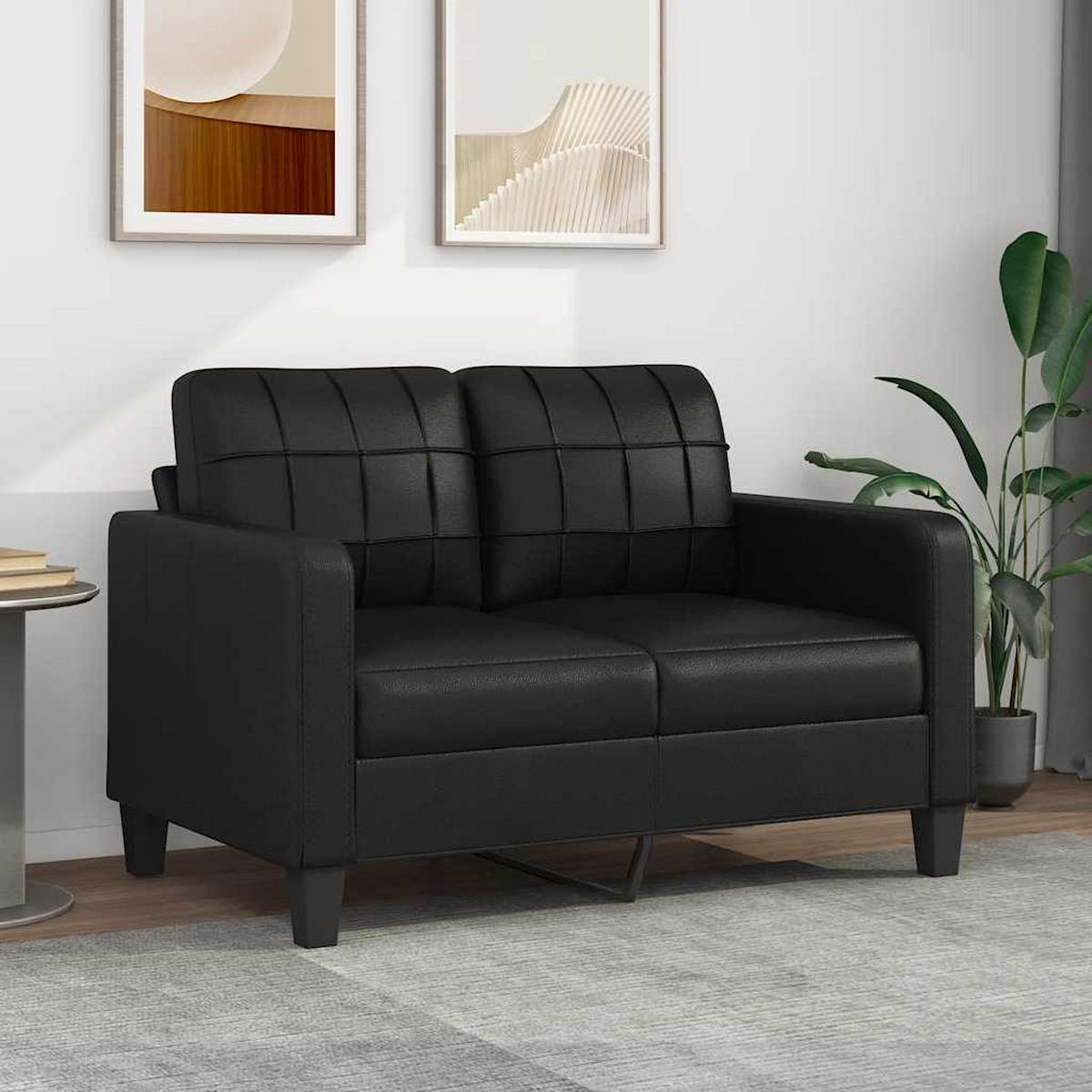 2-SITZER-SOFA Flöha - Schwarz, Leder (138/80/77cm) - Nettlife