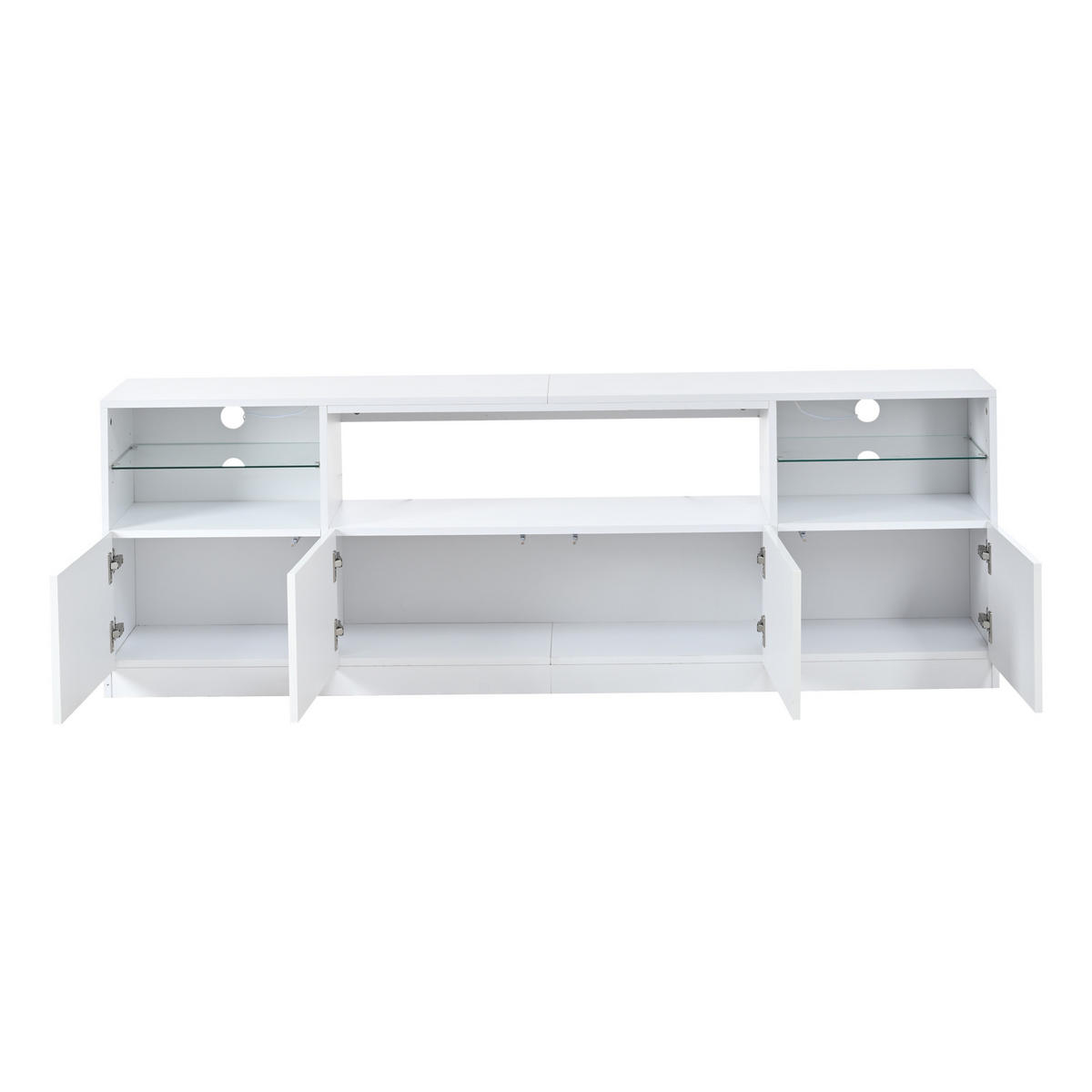 TV-SCHRANK 180/35/60 cm Weiß Hochglanz mit LED-Beleuchtung und 4 Türen - Weiß, Holzwerkstoff (180/60/35cm) - Oxeza