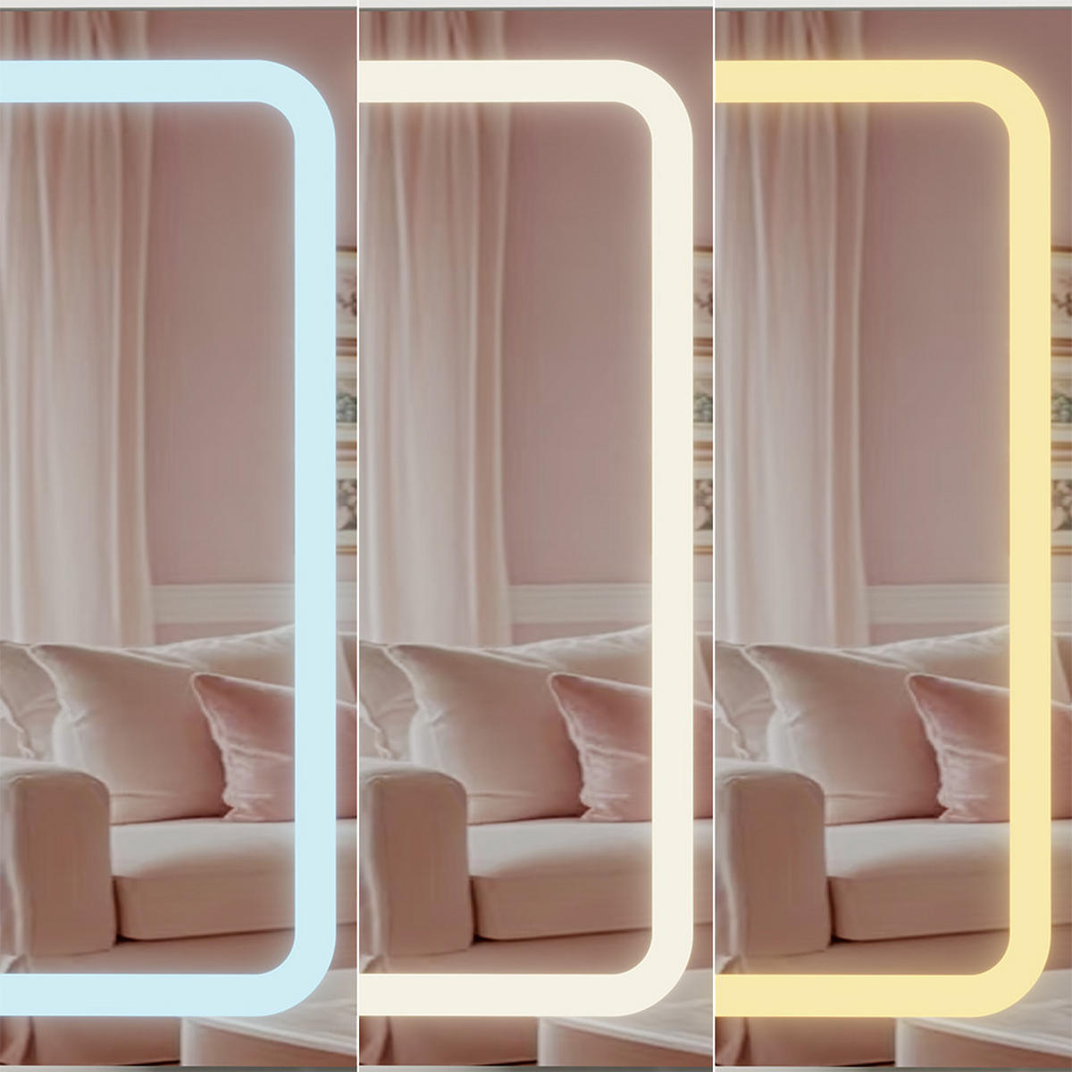 SCHMINKTISCH Solea Weiß 105 cm mit LED-Spiegel und Hocker - Weiß, Holzwerkstoff (105/156/40cm) - Vicco