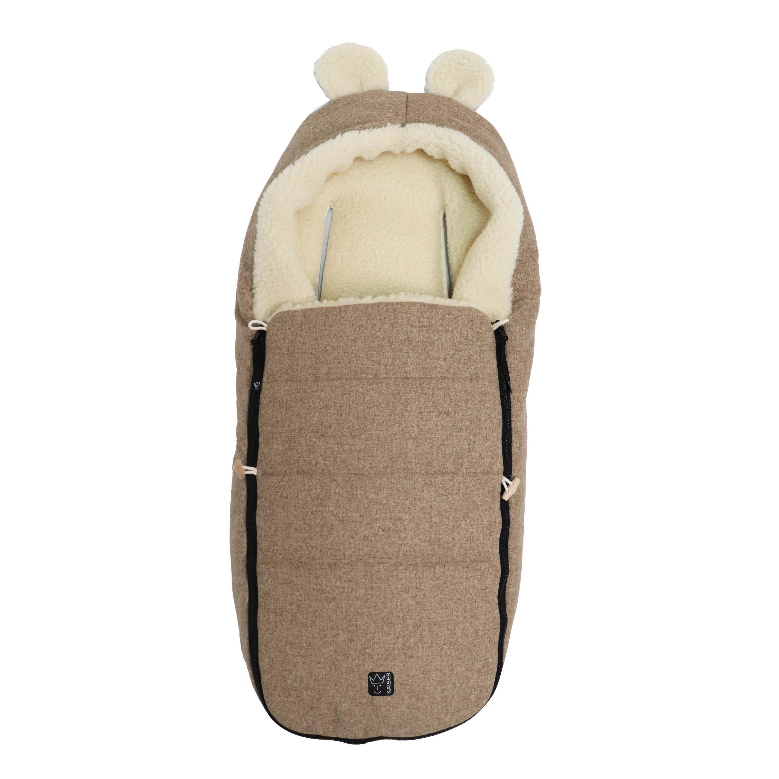 BABYSCHALENFUSSSACK Hoody Maus Wool, wheat - Hellbraun, Naturmaterialien (40/12/84cm) - Kaiserbaby