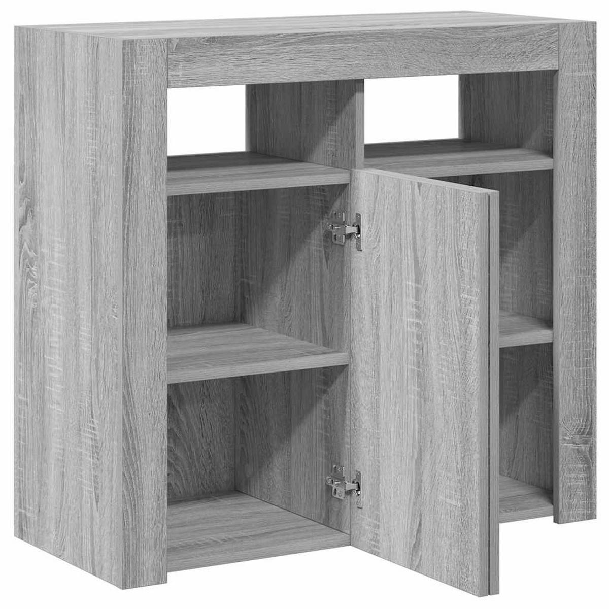 SIDEBOARD mit LED-Licht 80/35/75 cm aus Holzwerkstoff Grau Sonoma Dekor - Silbereichenfarben, Holz (80/75/35cm) - vidaXL