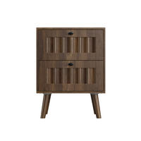 NACHTTISCH aus MDF und Spanplatte 43,5x40x57,5 cm Walnuss mit 2 Schubladen und gerillter Front - Walnussfarben, Holzwerkstoff (43.5/58/40cm) - Modfu