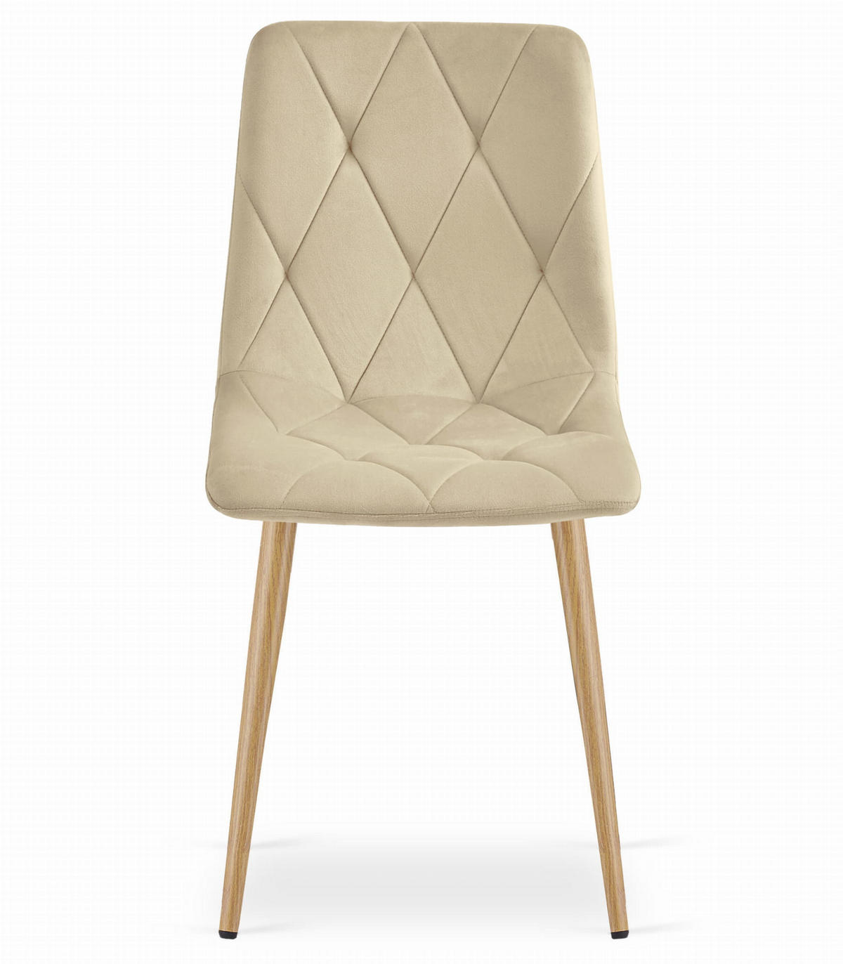 STUHL BOSA 6-er Set, Beige, Metallbeine in Holzfarbe - Beige, Textil/Metall (44/89/40cm) - Komodee