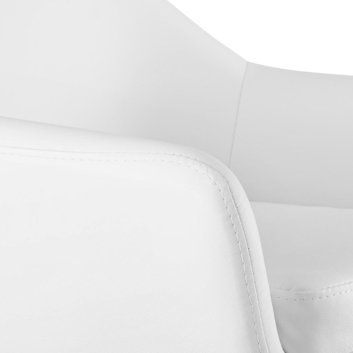 BARHOCKER 2er Set Lederlook weiß - Eukalyptusholzfarben/Weiß, Holz/Textil (55/99/46cm) - CLP