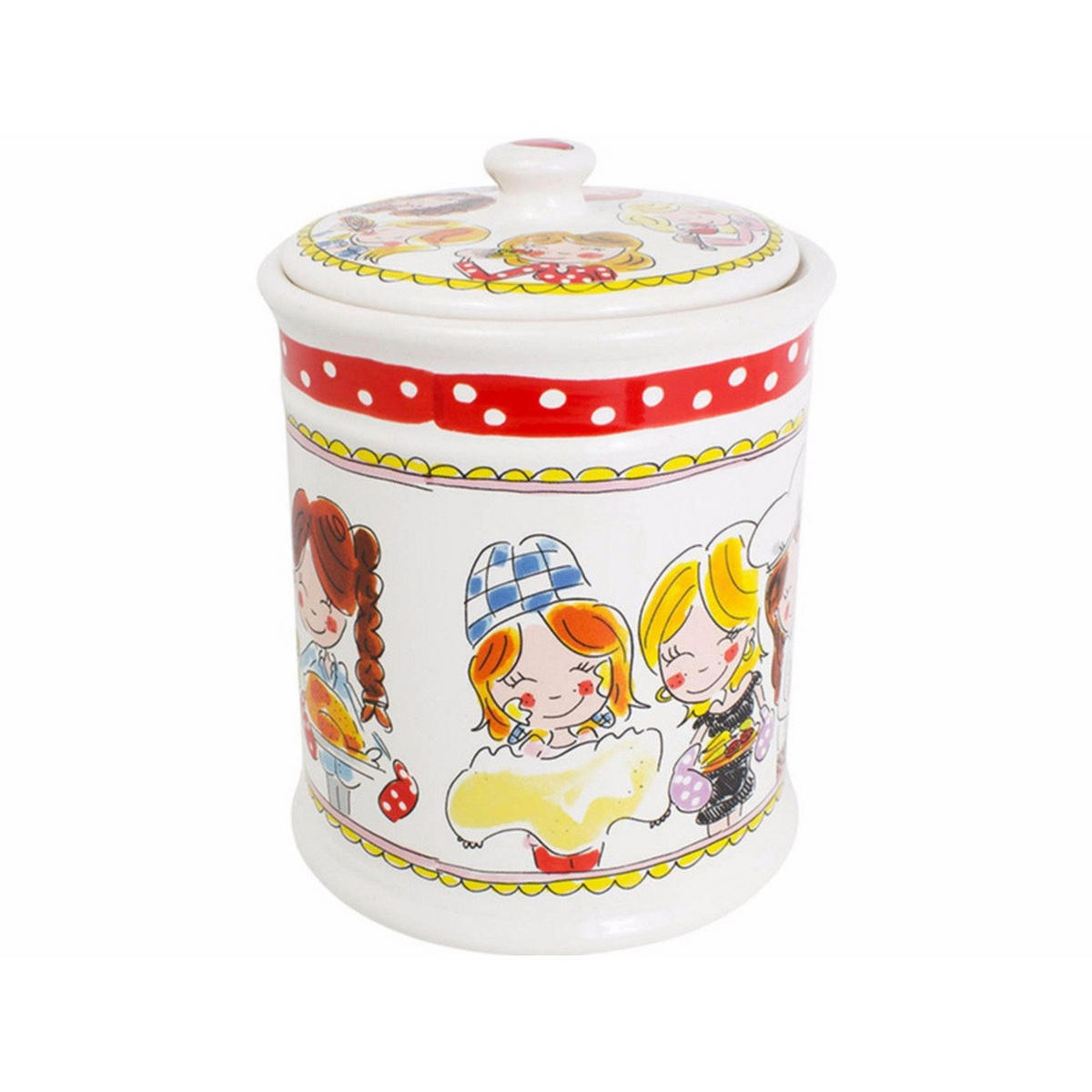 VORRATSDOSE Roter Rand in Bunt - 22,5cm - Multicolor, Keramik (16/22/16cm) - Blond Amsterdam