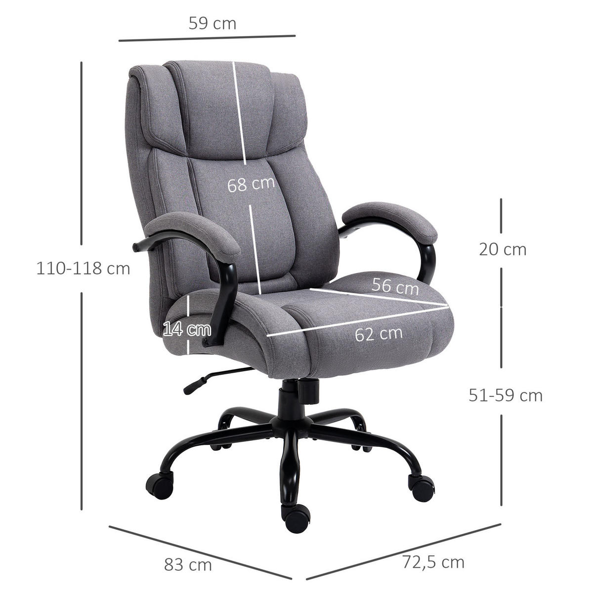 BÜROSTUHL ergonomisch höhenverstellbar Light Gray - Hellgrau, Kunststoff (83/118/72.5cm) - Meubliv