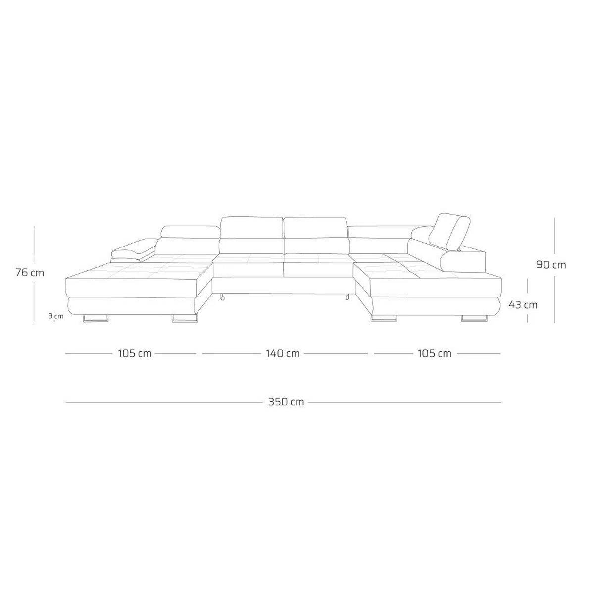 ECKSOFA U-Form WILD U Rechts mit Schlaffunktion 130x260 Chenille Beige - Beige/Silberfarben, Holz/Textil (203/90/350cm) - Muffo