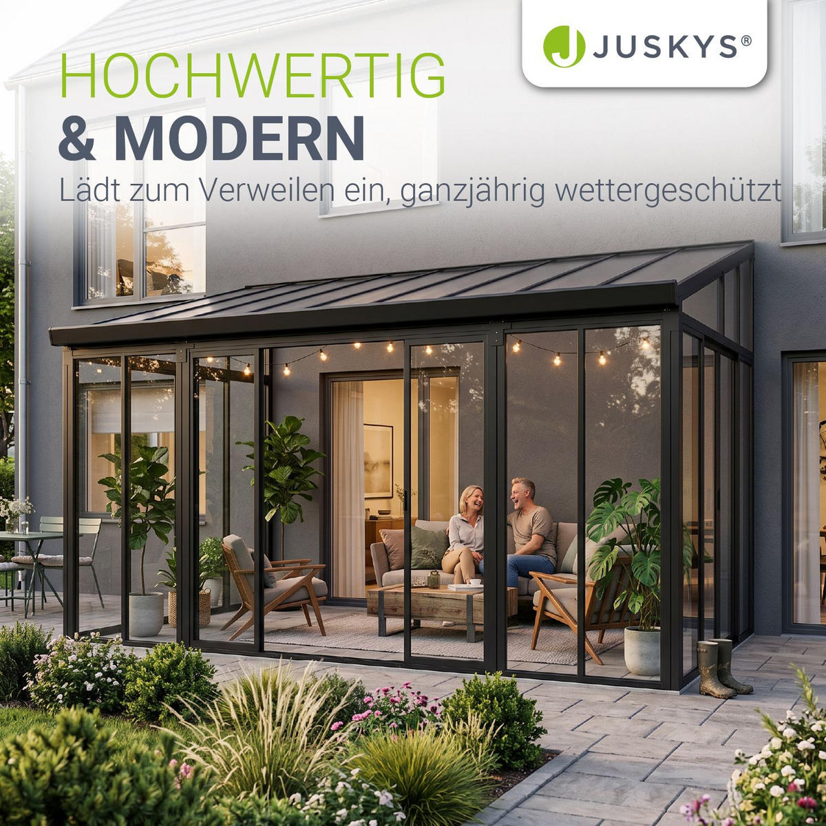 WINTERGARTEN 292 x 548 x 312 cm dunkelgrau - Dunkelgrau, Metall (552/312/290cm) - Juskys