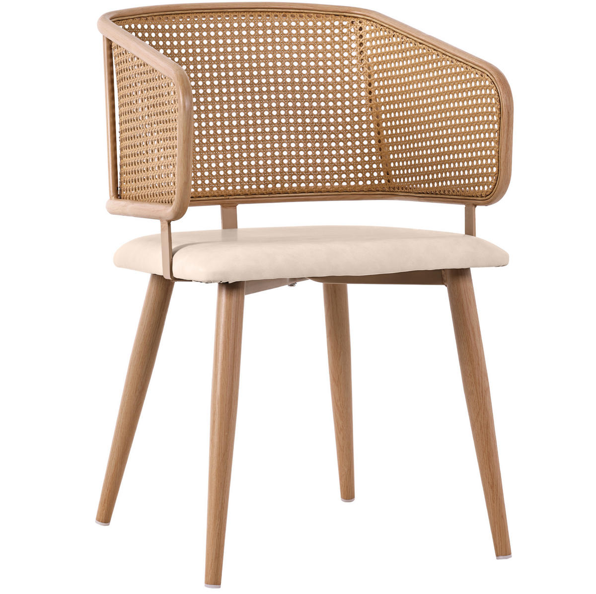 ESSZIMMERSTUHL 6er-Set mit Rattan-Rückenlehne 47 x 51 x 79 cm Beige Brown - Beige, Holz (51/79/47.2cm) - Meubliv