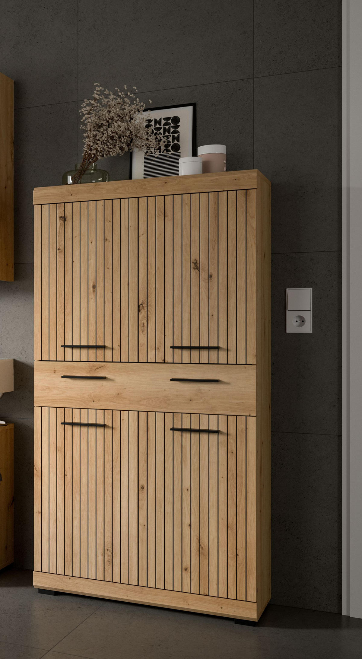 MIDISCHRANK SCOUT (B/H/T: ca. 74/141/31 cm) in Artisan Eiche Nachbildung/Artisan Eiche Nachbildung - Eiche Artisan, Holz (74/141/31cm)