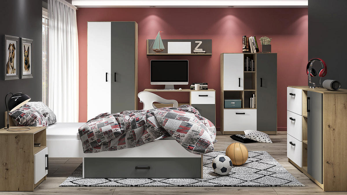 SCHREIBTISCH – FINI 08 – 53 x 120 cm – Fini – Weiß / Anthrazit - Anthrazit/Weiß, Holzwerkstoff (53/120/76cm) - hi-markt