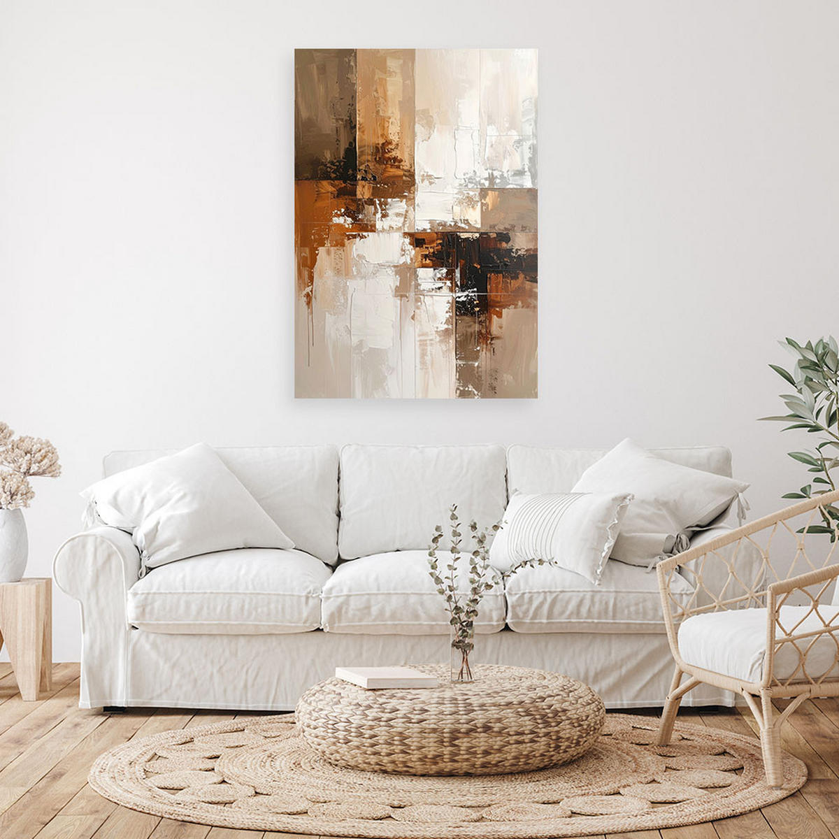 BILD auf Leinwand, Abstraktes in Beige und Braun mit subtiler Textur - Braun, Textil (40/60cm) - Feeby