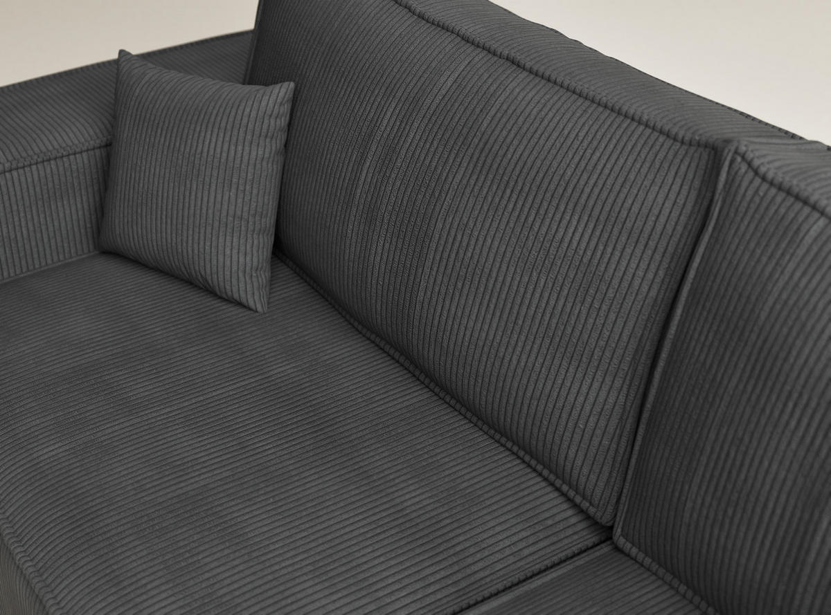 ECKSOFA MIT SCHLAFFUNKTION Tonga Anthrazit Samtstoff - Anthrazit/Schwarz, Holz/Holzwerkstoff (255/105cm) - Maison de Reve